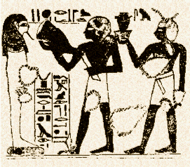 Drawing: Opening of the Mouth Ceremony; detail from the tomb of Rây