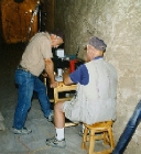 Danny Lanka & director conferring inside tomb 121 (click to open)